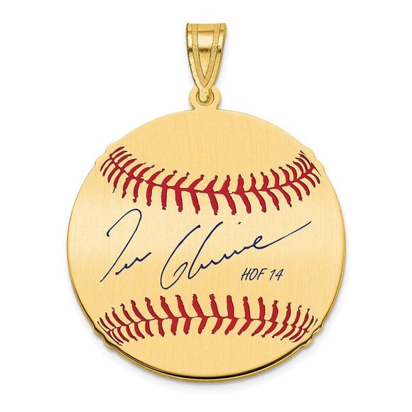 14K Gold Plated Tom Glavine Signature MD Enamel Baseball Pendant